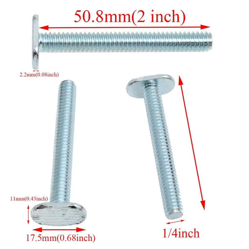 yukata براغي تراك فضية 1/4"-20 T لمعدات T-Slot بطول 2 إنش مع مقابض نجمة سوداء وغسالات لأعمال النجارة 8 مجموعة - Image 3